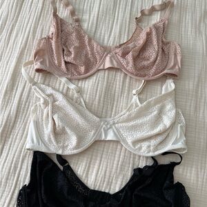 Anne Klein Lace Bra Trio - Pink, White, and Black